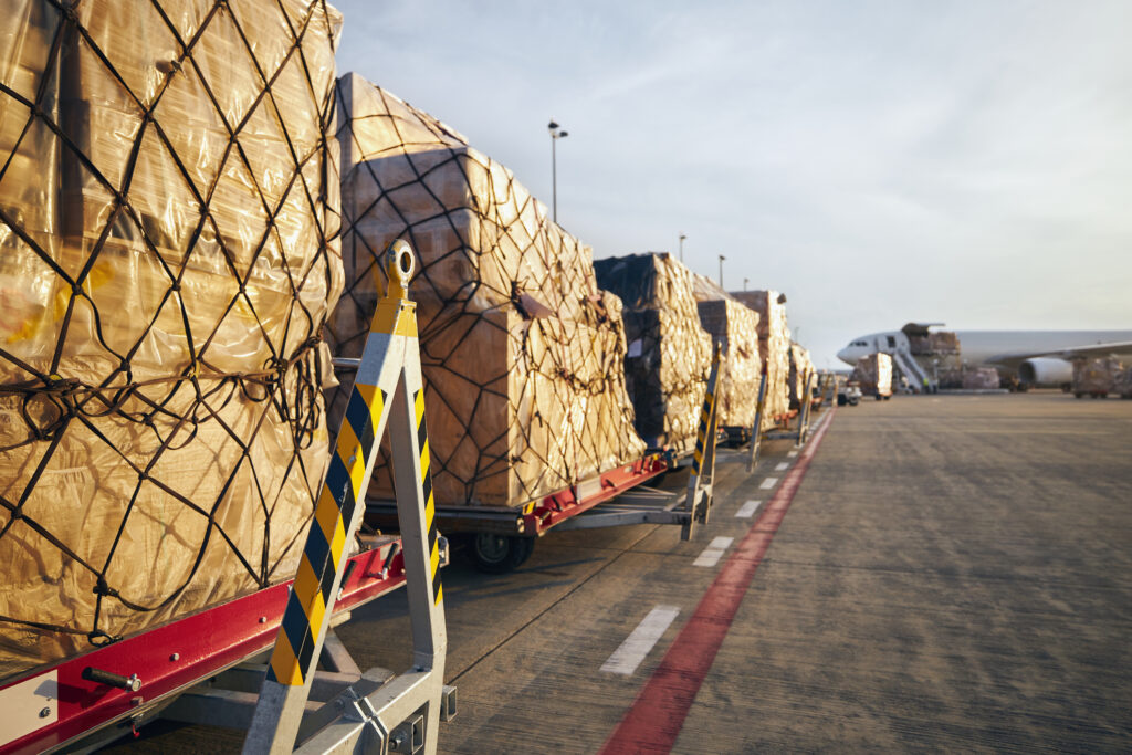 Verpackte Güter für den Transport von Luftfracht